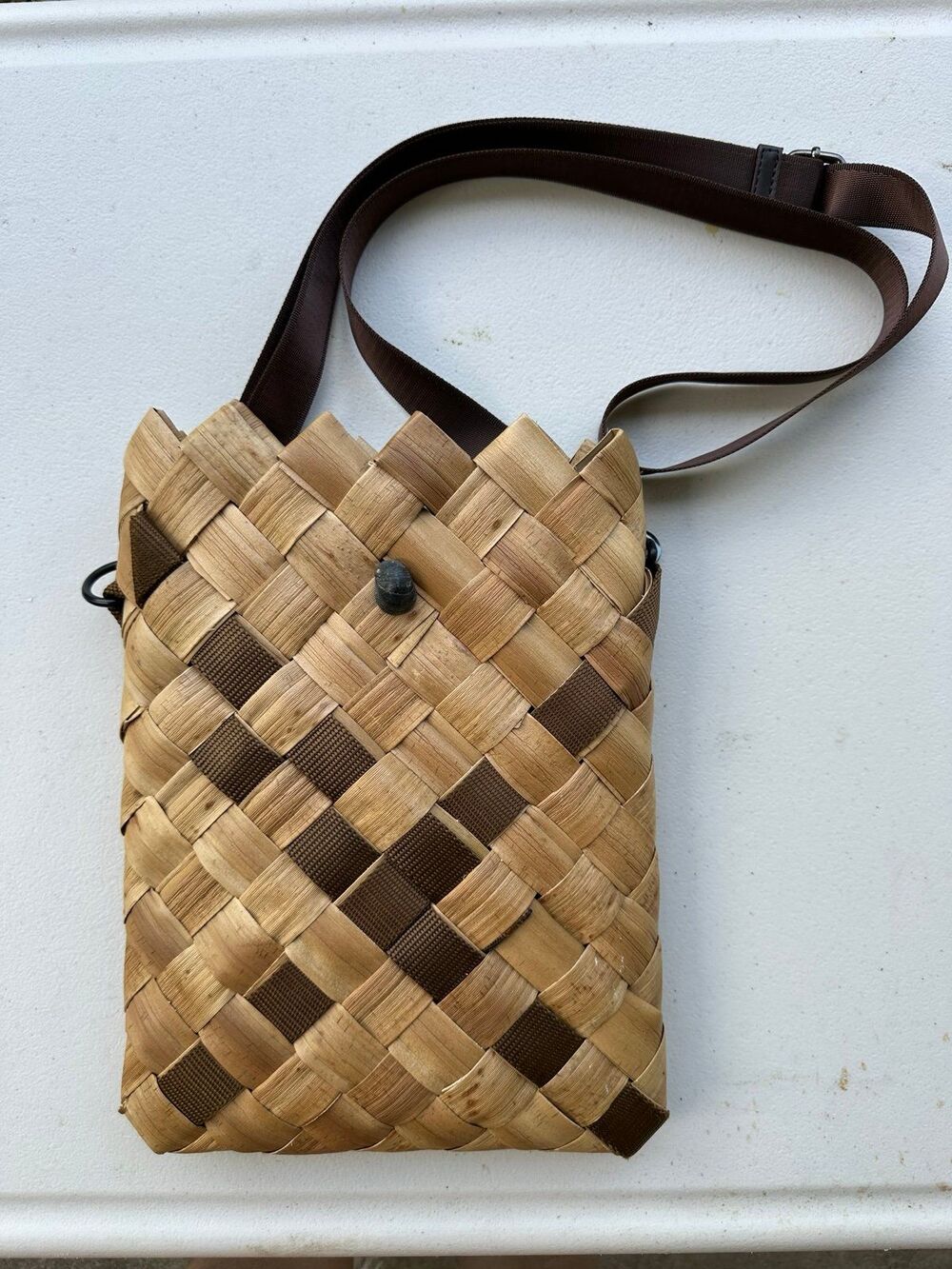 Handmade Hawaiian Lauhala Weave Style European Birch Bark Crossbody Bag